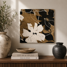 Load image into Gallery viewer, Modern Floral Canvas Wall Art – Black, Cream &amp; Neutral – 19" Square lifetstyle
