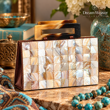Load image into Gallery viewer, Mother of Pearl Mosaic Clutch Purse – Vintage Evening Handbag DW 2

