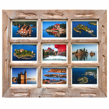 Load image into Gallery viewer, One-of-a-Kind Ian Coristine Thousand Islands Collage | 9 Photographs in Rustic Wood Frame DW 2
