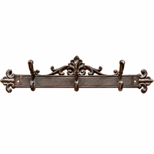 Charger l'image dans la galerie, Ornate Cast Iron Triple Wall Hook – Antique Brown front
