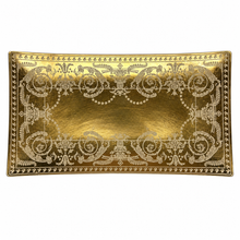 Load image into Gallery viewer, Ornate Gold Filigree Glass Serving Tray | 14" Rectangle | Dream Weaver
