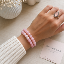 Load image into Gallery viewer, Pink Agate Gemstone Bracelet with Sterling Silver Accents – Handmade in Canada
