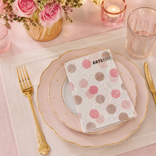 Load image into Gallery viewer, Pink, Blush and Grey Polka Dot Luncheon Napkin LFS
