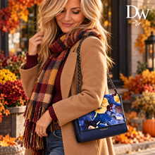Charger l'image dans la galerie, Pixie Mood Navy Floral Vegan Leather Clutch &amp; Crossbody Bag DW
