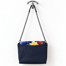 Charger l'image dans la galerie, Pixie Mood Navy Floral Vegan Leather Clutch &amp; Crossbody Bag back
