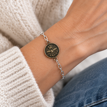 Load image into Gallery viewer, RCAF Crown &amp; Wing Vintage Canadian Button Sterling Silver Bracelet - LFST
