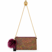 Charger l'image dans la galerie, Rainbow Glitter Crossbody Clutch – Plum Vegan Handbag
