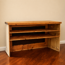 Load image into Gallery viewer, Reclaimed Farmhouse Store Counter | Antique Pine Top &amp; Tin Front - back
