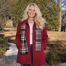 Charger l'image dans la galerie, Ruby Pea Coat with Plaid Scarf  2
