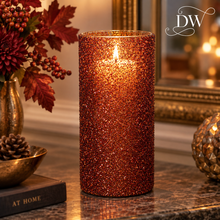Charger l'image dans la galerie, Rust Beaded Glass Hurricane Candle Holder &amp; Vase | 10" | Dream Weaver DW
