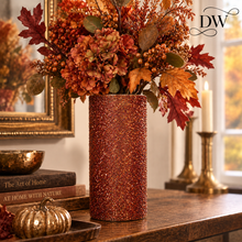 Charger l'image dans la galerie, Rust Beaded Glass Hurricane Candle Holder &amp; Vase | 10" | Dream Weaver DW 2
