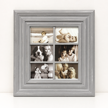 Load image into Gallery viewer, Rustic Grey Wooden Collage Picture Frame | Holds Six 5" x 7" Photos
