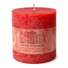 Charger l'image dans la galerie, Rustic Red Pillar Candle | 4" x 4" Unscented Decorative Candle
