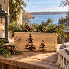 Load image into Gallery viewer, Rustic Wood Box | Burned Pine Tree Design2
