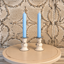 Charger l'image dans la galerie, Set of 2 Distressed Cream Candle Holders | French Country Shabby Chic | 3" -2
