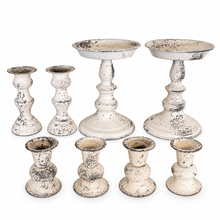 Charger l'image dans la galerie, Set of 2 Distressed Cream Candle Holders | French Country Shabby Chic | 3" -collection
