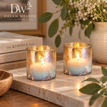 Charger l'image dans la galerie, Smoky Iridescent Mercury Glass Candle Holders – 3" | Set of 2 DW 
