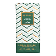 Load image into Gallery viewer, Snow Blossom &amp; Cedar Bar Soap 150 gm | Mistral | Dream Weaver Canada
