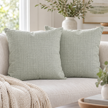 Charger l'image dans la galerie, Soft Sage Green Linen-Blend Throw Pillows – Set of 2 | 16" x 16" DW

