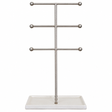 Charger l'image dans la galerie, Umbra Trigem 3-Tier Jewelry Stand – White &amp; Nickel
