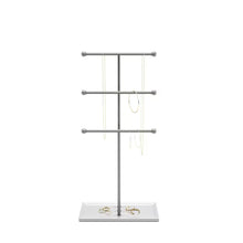Charger l'image dans la galerie, Umbra Trigem 3-Tier Jewelry Stand – White &amp; Nickel 4
