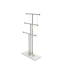 Charger l'image dans la galerie, Umbra Trigem 3-Tier Jewelry Stand – White &amp; Nickel side 2
