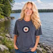 Load image into Gallery viewer, Unisex RCAF Roundel T-Shirt | Washed Blue | Made in Canada | Red Canoe
