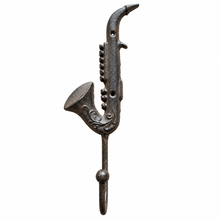 Charger l'image dans la galerie, Vintage-Style Saxophone Cast Iron Wall Hook front
