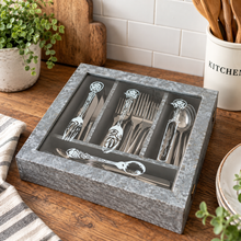 Load image into Gallery viewer, Vintage-Style Wooden Cutlery Storage Box with Glass Lid DW
