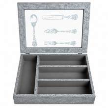 Load image into Gallery viewer, Vintage-Style Wooden Cutlery Storage Box with Glass Lid
