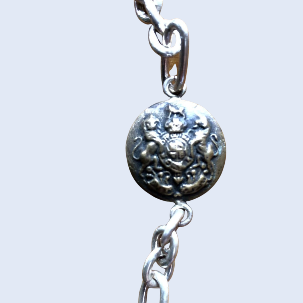 Vintage Canadian Coat of Arms Button Silver Bracelet | Dream Weaver 