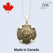Load image into Gallery viewer, Vintage Canadian Medallion Ornate Crown Button Necklace
