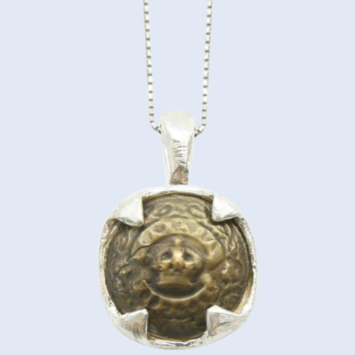 Vintage Canadian Medallion Ornate Crown Button Necklace Dream Weaver Canada