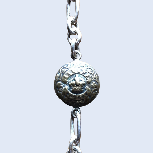 Vintage Canadian Ornate Crown Button Silver Bracelet | Dream Weaver