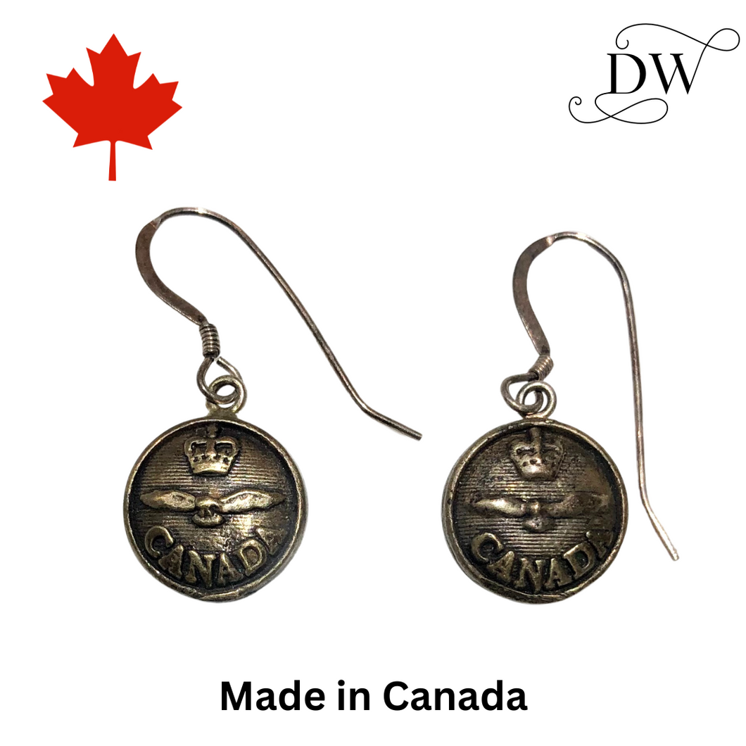 Vintage Canadian RCAF Button Earrings