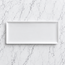 Load image into Gallery viewer, White Ceramic Candle Tray | Minimalist Rectangular Display Plate
