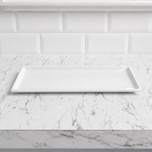 Load image into Gallery viewer, White Ceramic Candle Tray | Minimalist Rectangular Display Plate 2
