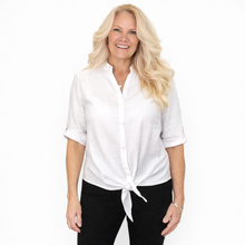 Load image into Gallery viewer, White Front Tie Blouse | Made in Canada3
