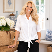 Load image into Gallery viewer, White Front Tie Blouse | Made in Canada
