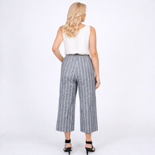 Load image into Gallery viewer, Wide Leg Pants | Grey/Cream Stripe Linen 4
