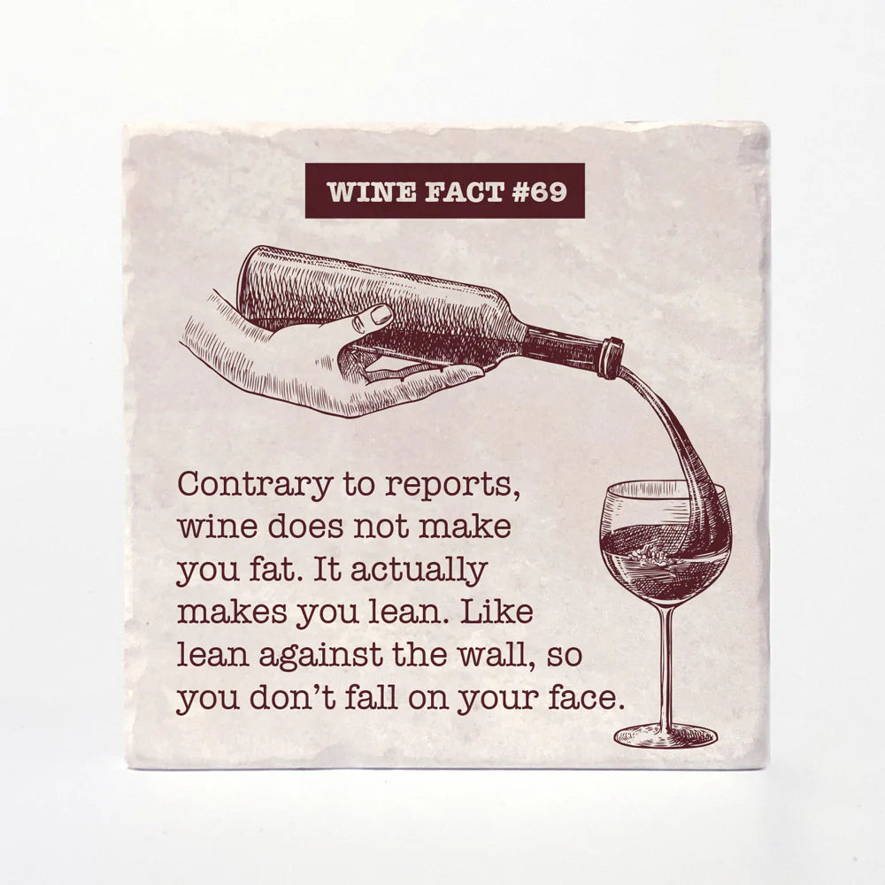 Wine Facts | Wine Makes you Lean | Ceramic Coaster Dream Weaver Canada