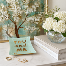 Charger l'image dans la galerie, You &amp; Me Glass Trinket Dish | Seafoam Green &amp; Gold lifestyle
