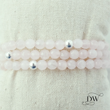 Load image into Gallery viewer, Rose Quartz Gemstone and Sterling Silver Bracelet
