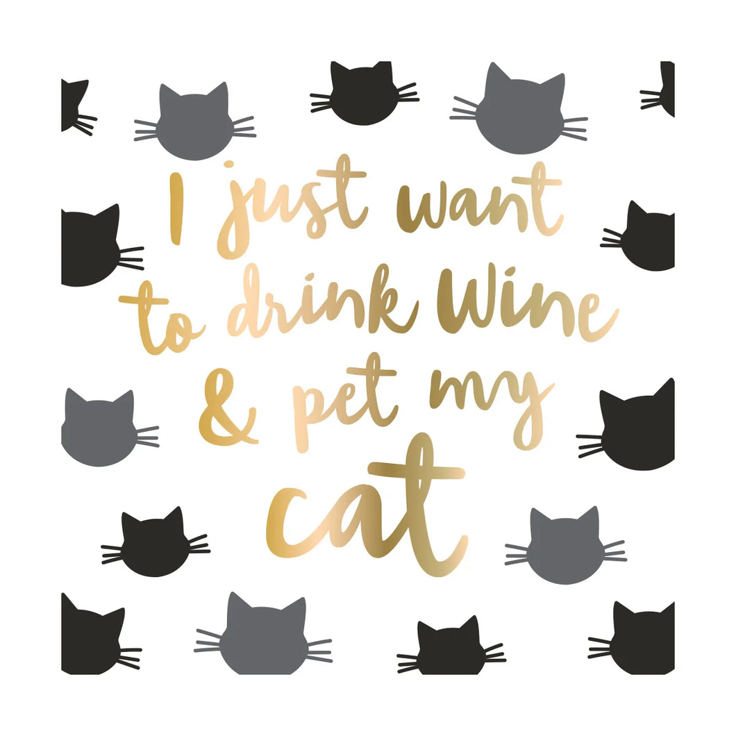 Wine and pet my Cat | Cocktail Napkins | Dream Weaver Canada