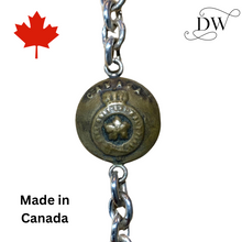 Load image into Gallery viewer, Maple Leaf Crown Button Silver Bracelet | Dream Weaver Canada
