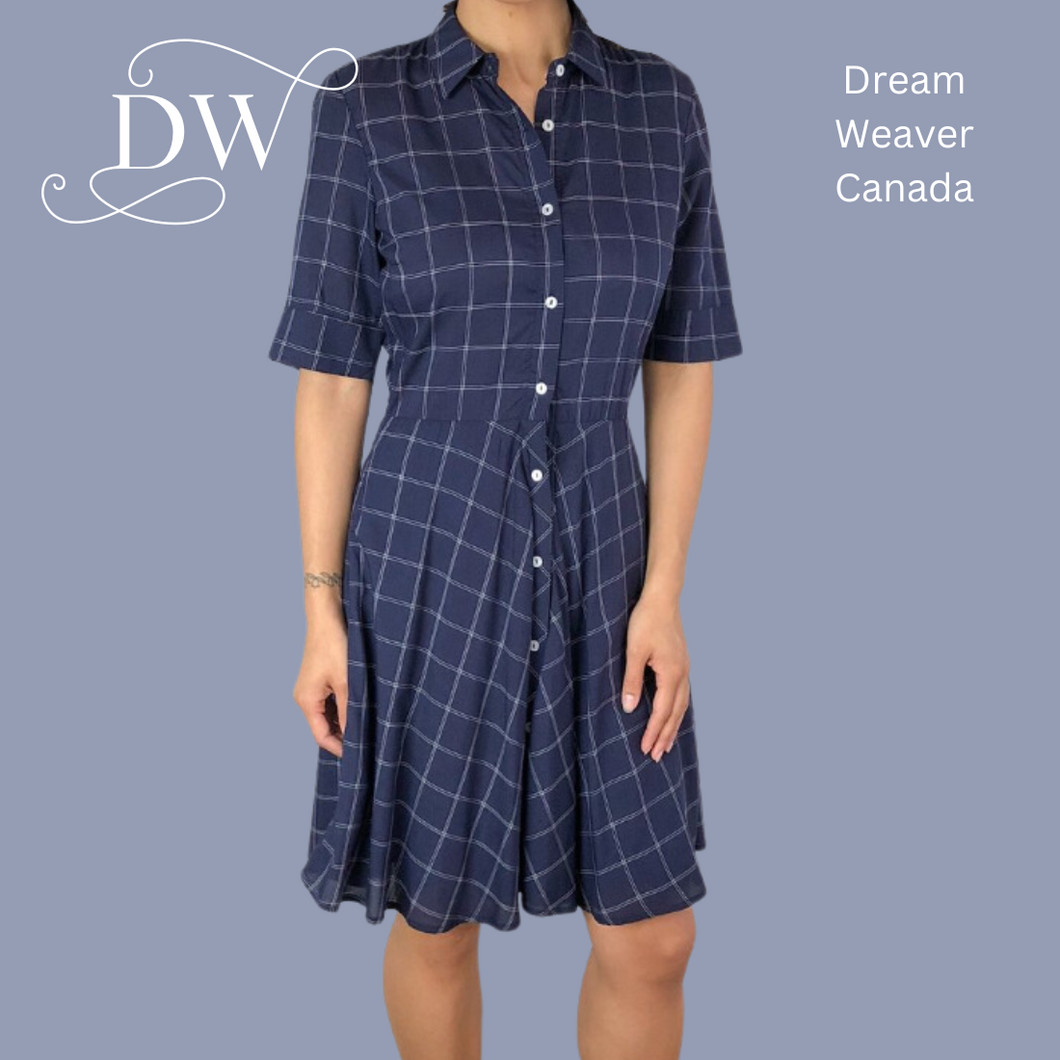 Oxford Navy Plaid Dress| Meemoza