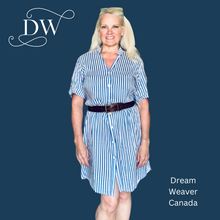 Load image into Gallery viewer, Blue Stripe Shirt Dress | Brenda Beddome
