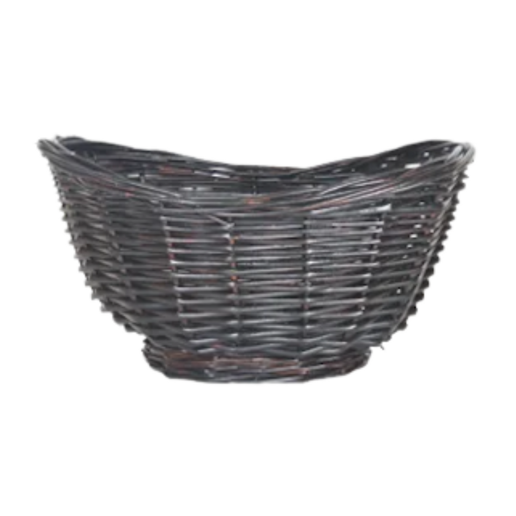 Brown Oval Footed Willow Bowl