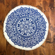 Load image into Gallery viewer, Blue and White Round Mosaic Carpet
