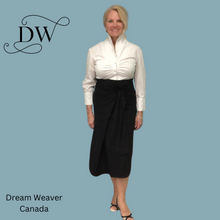 Load image into Gallery viewer, Black Linen High-Waisted Skirt | Wrap Around | One Size
